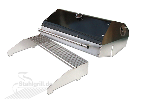 Hohe Grillhaube für Holzkohlegrill inklusive Warmhalterost Hohe Grillhaube für Holzkohlegrill mit Warmhalterost