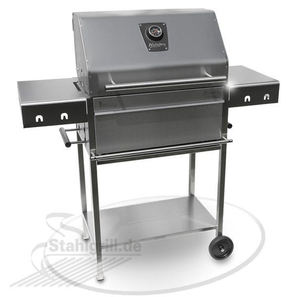 Holzkohlegrill Edelstahlgrill Edelstar L Profi mit Grillhaube