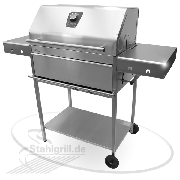 Holzkohle Edelstahlgrill Edelstar Premio XL Profi mit Grillhaube