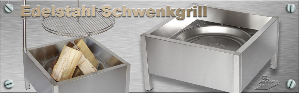 Edelstahl Schwenkgrill für Holzkohle und Echtholz 