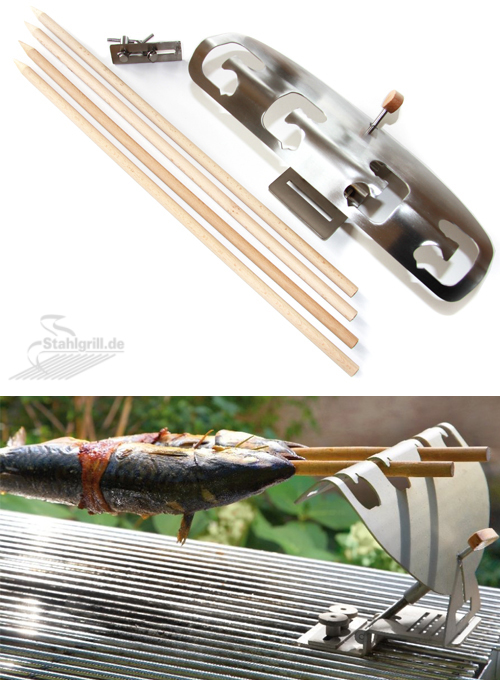 Grillhalter für Steckerlfisch oder Stockbrot Steckerlfisch Grillhalter für den Holzkohlegrill