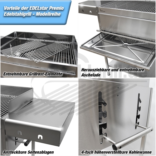 Edelstahlgrill - Holzkohlegrill - EDELstar Premio L Basis - Bausatz