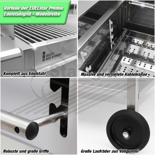 Edelstahlgrill - Holzkohlegrill - EDELstar Premio L Basis - Bausatz